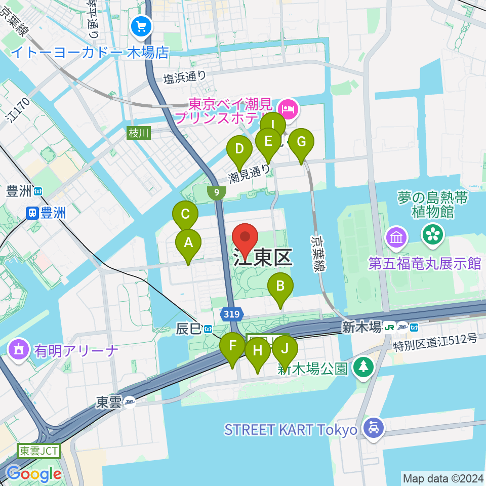 辰巳の森海浜公園少年広場周辺のコンビニエンスストア一覧地図