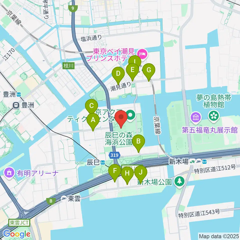 辰巳の森海浜公園少年広場周辺のコンビニエンスストア一覧地図