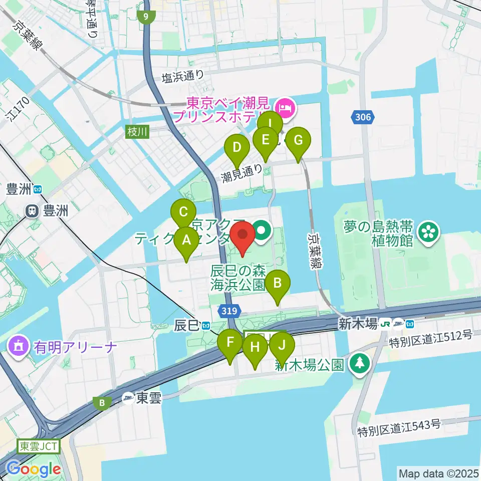 辰巳の森海浜公園少年広場周辺のコンビニエンスストア一覧地図