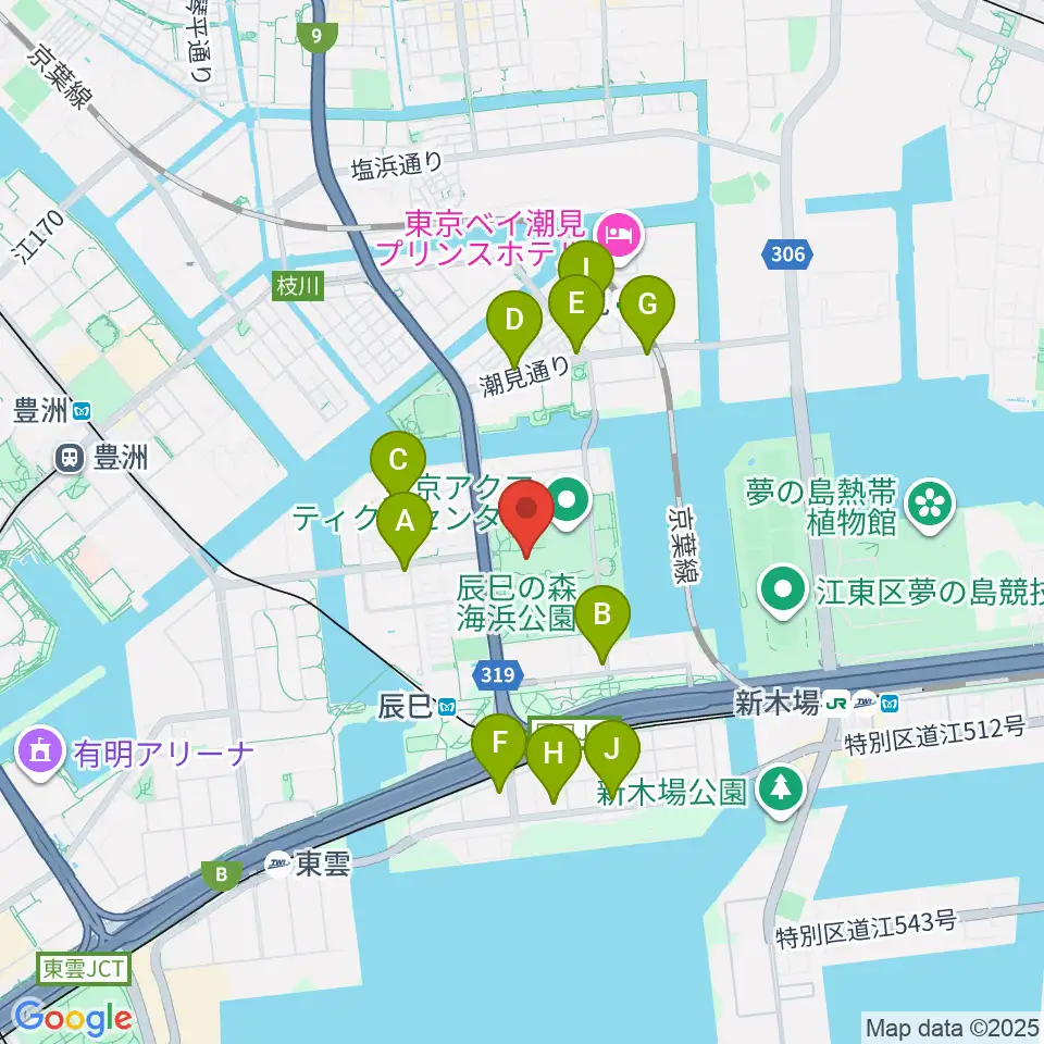 辰巳の森海浜公園少年広場周辺のコンビニエンスストア一覧地図