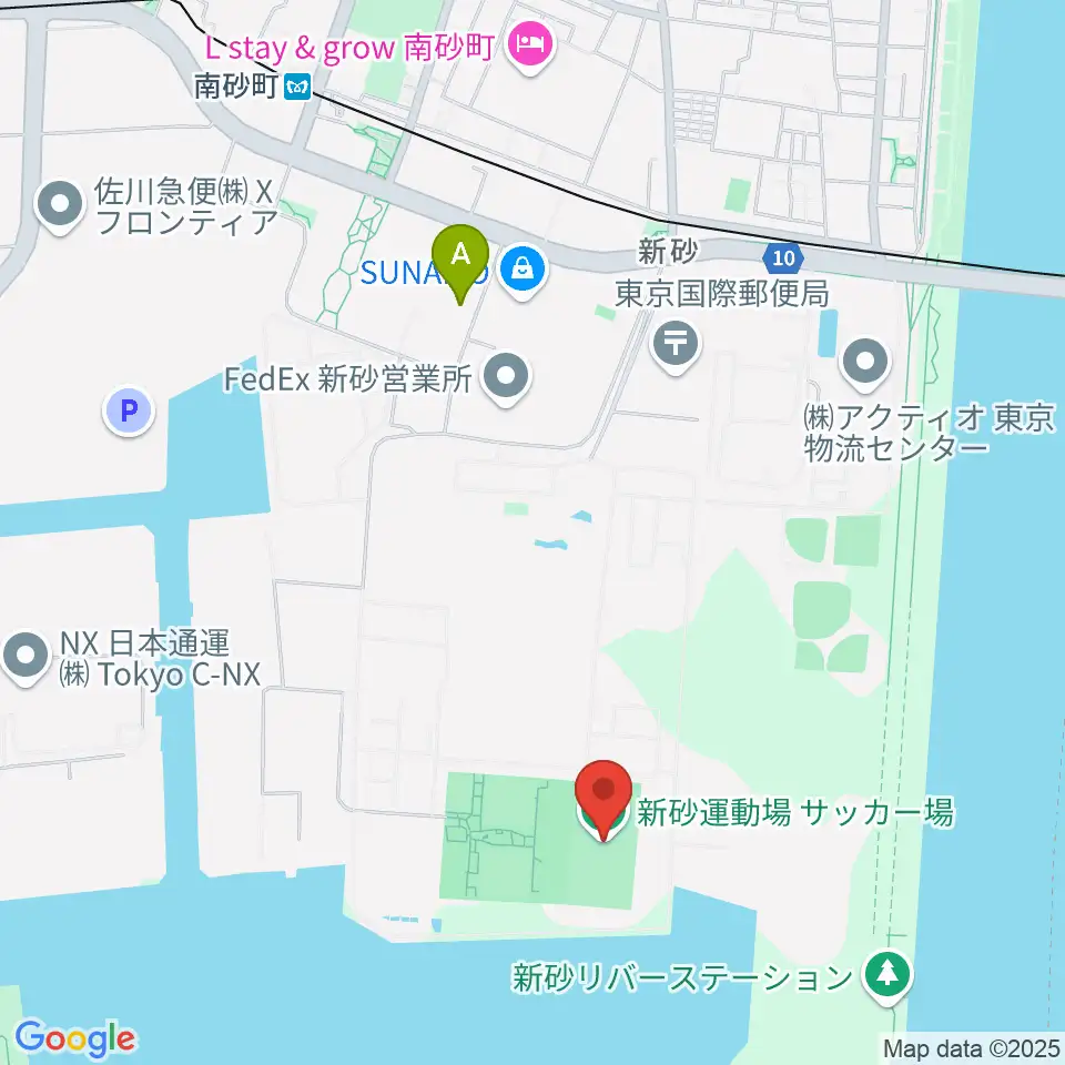 新砂運動場サッカー場周辺のコンビニエンスストア一覧地図