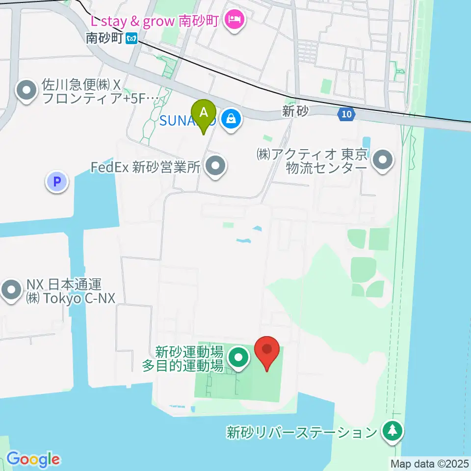 新砂運動場サッカー場周辺のコンビニエンスストア一覧地図