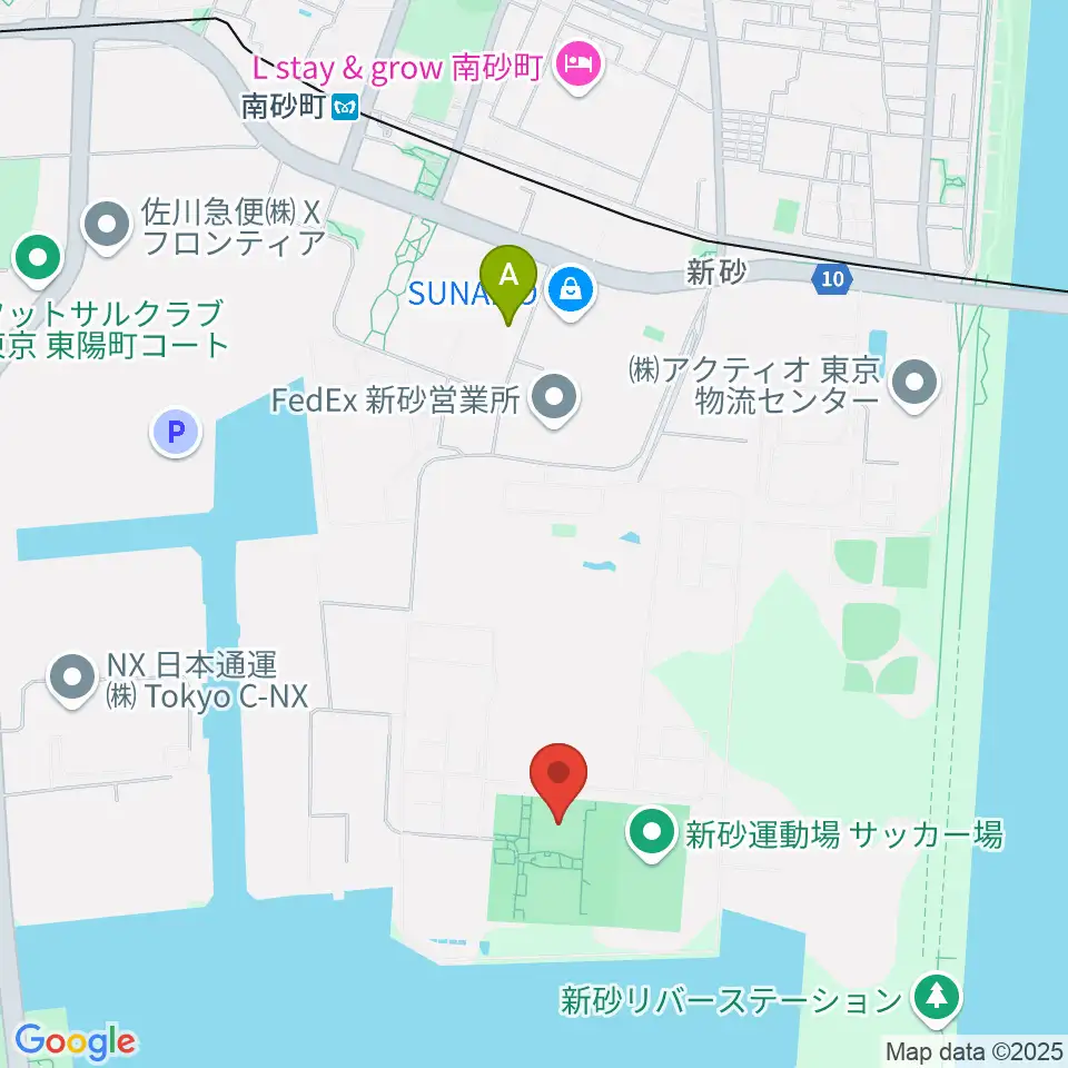 新砂運動場第一・第二運動場周辺のコンビニエンスストア一覧地図