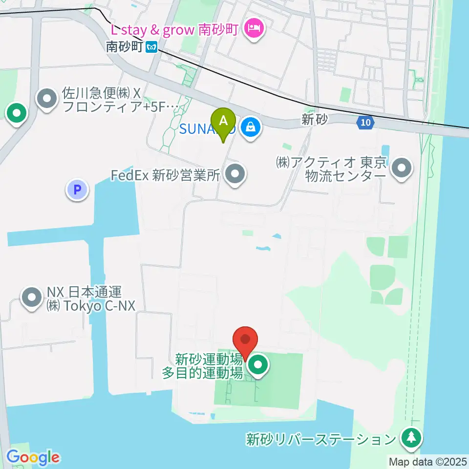 新砂運動場第一・第二運動場周辺のコンビニエンスストア一覧地図