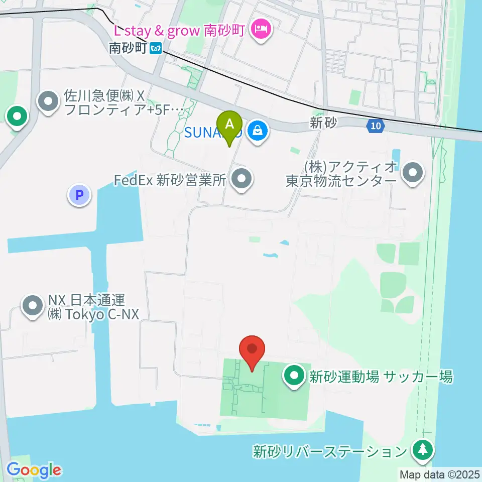 新砂運動場第一・第二運動場周辺のコンビニエンスストア一覧地図