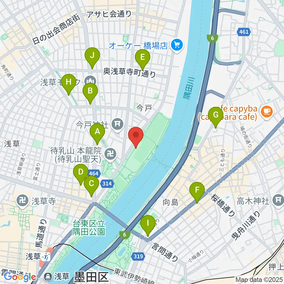 台東リバーサイドスポーツセンター陸上競技場周辺のコンビニエンスストア一覧地図