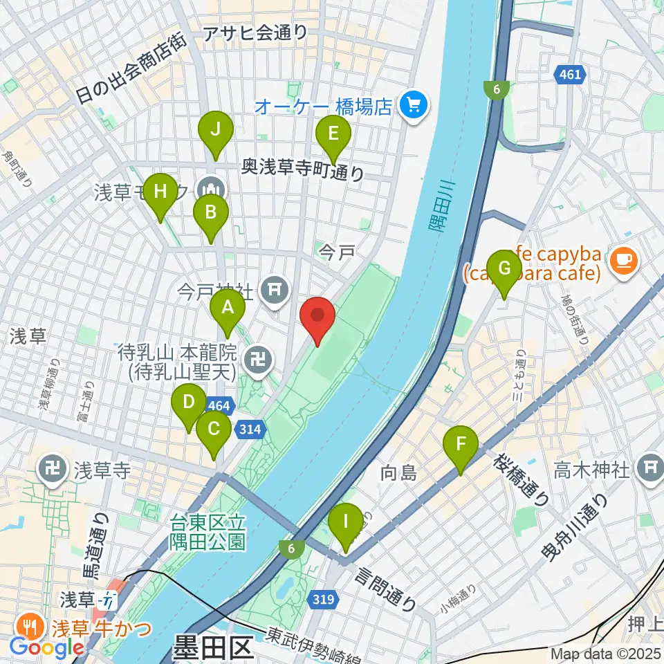 台東リバーサイドスポーツセンター陸上競技場周辺のコンビニエンスストア一覧地図