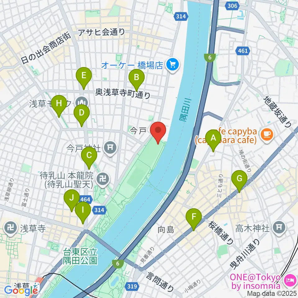 台東リバーサイドスポーツセンター野球場周辺のコンビニエンスストア一覧地図