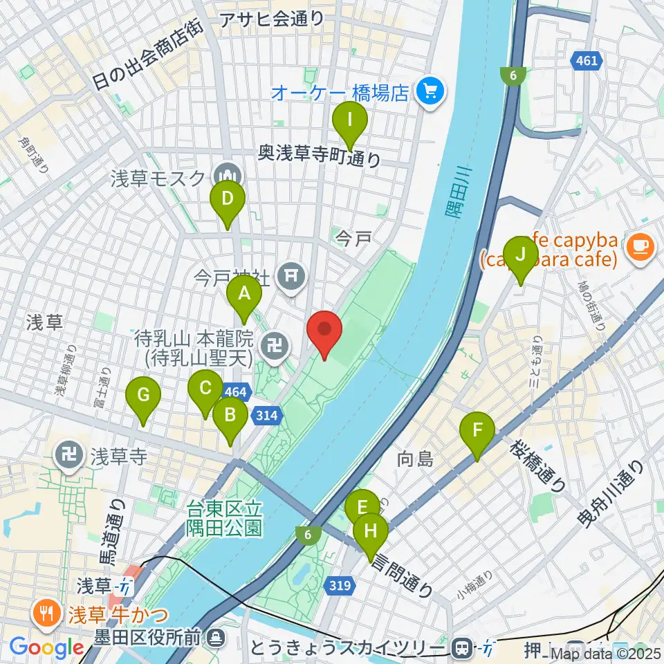 台東リバーサイドスポーツセンター体育館周辺のコンビニエンスストア一覧地図