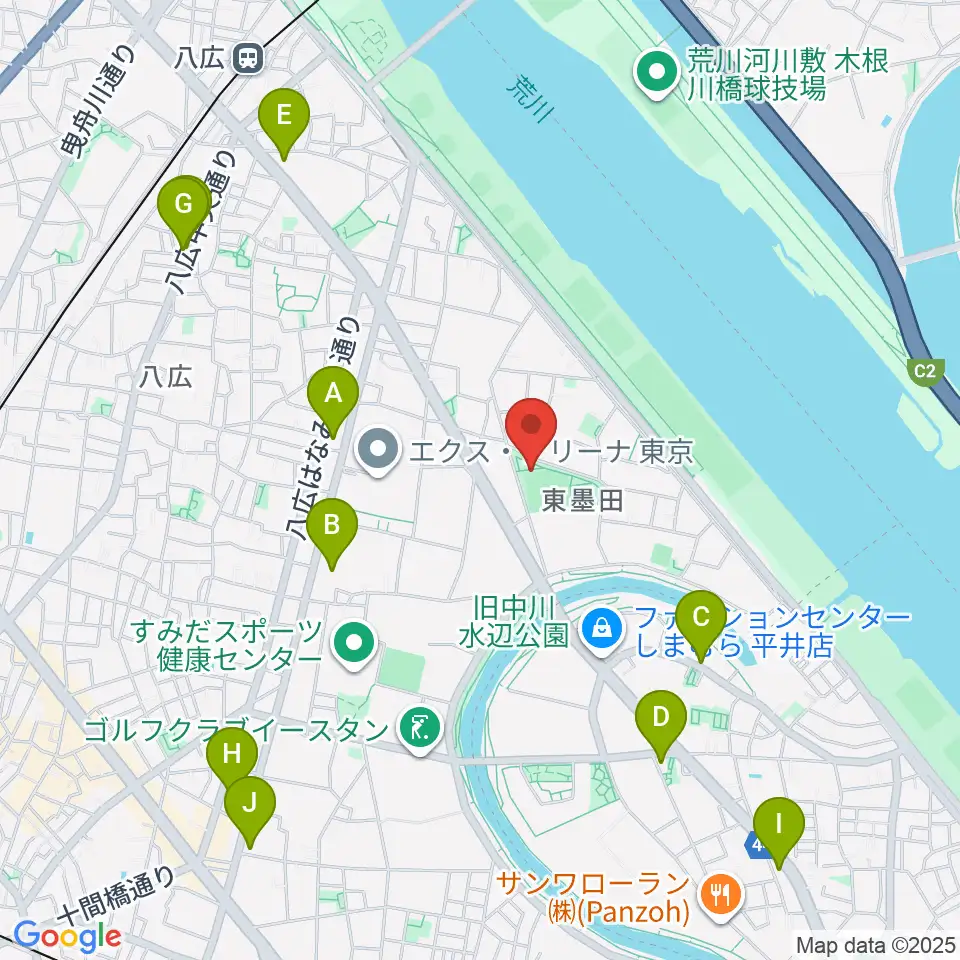 東墨田公園少年野球場周辺のコンビニエンスストア一覧地図