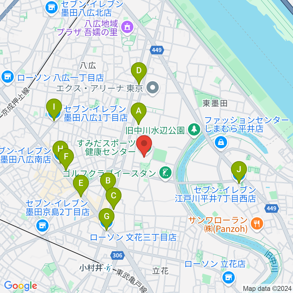 すみだスポーツ健康センター周辺のコンビニエンスストア一覧地図