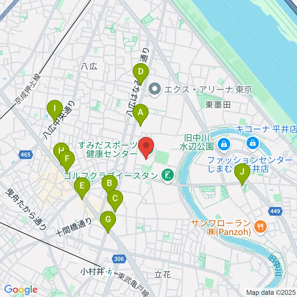 すみだスポーツ健康センター周辺のコンビニエンスストア一覧地図