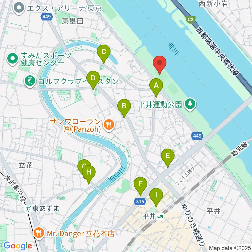 平井少年野球場周辺のコンビニエンスストア一覧地図