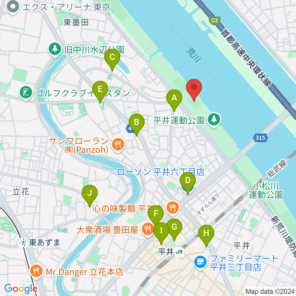 平井少年サッカー場周辺のコンビニエンスストア一覧地図