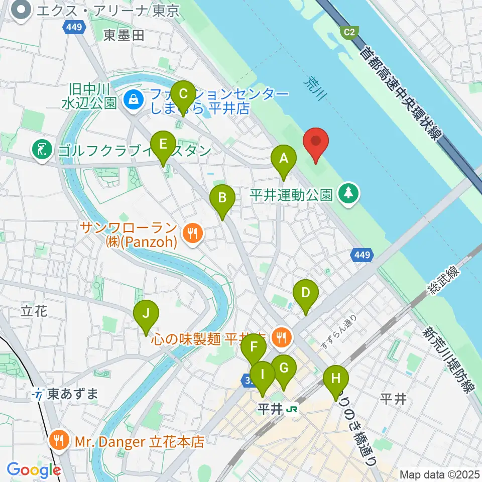 平井少年サッカー場周辺のコンビニエンスストア一覧地図