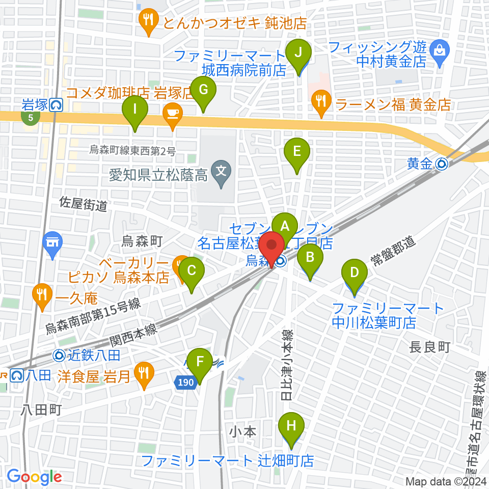 スタジオベティックス烏森駅前店周辺のコンビニエンスストア一覧地図