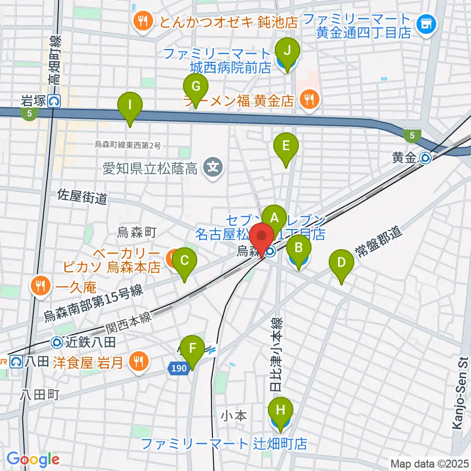 スタジオベティックス烏森駅前店周辺のコンビニエンスストア一覧地図