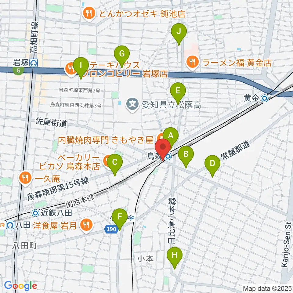 スタジオベティックス烏森駅前店周辺のコンビニエンスストア一覧地図