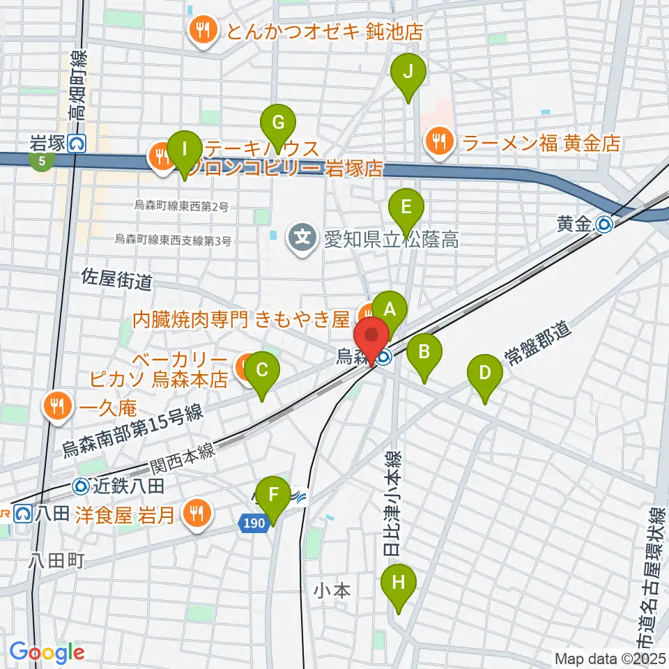 スタジオベティックス烏森駅前店周辺のコンビニエンスストア一覧地図