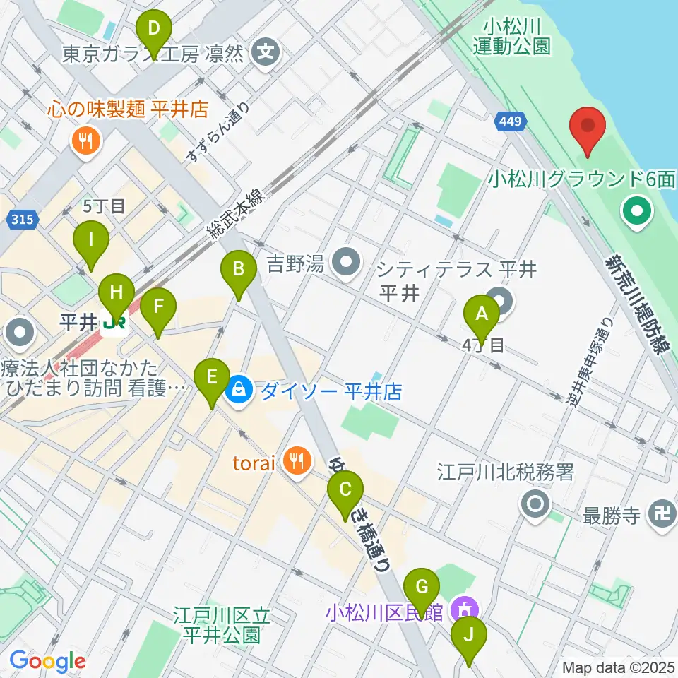 小松川ソフトボール場周辺のコンビニエンスストア一覧地図