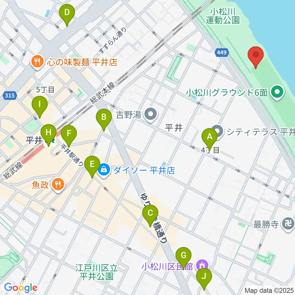小松川ソフトボール場周辺のコンビニエンスストア一覧地図