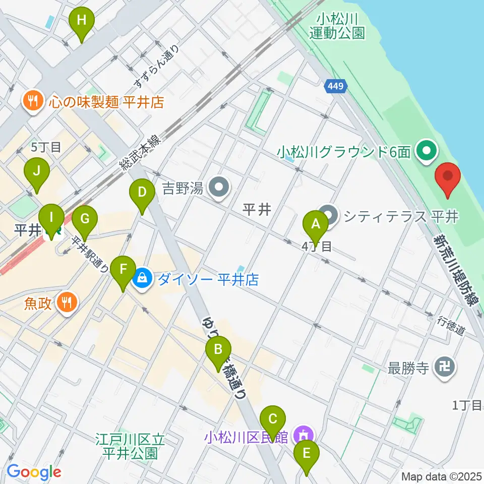小松川少年野球場周辺のコンビニエンスストア一覧地図