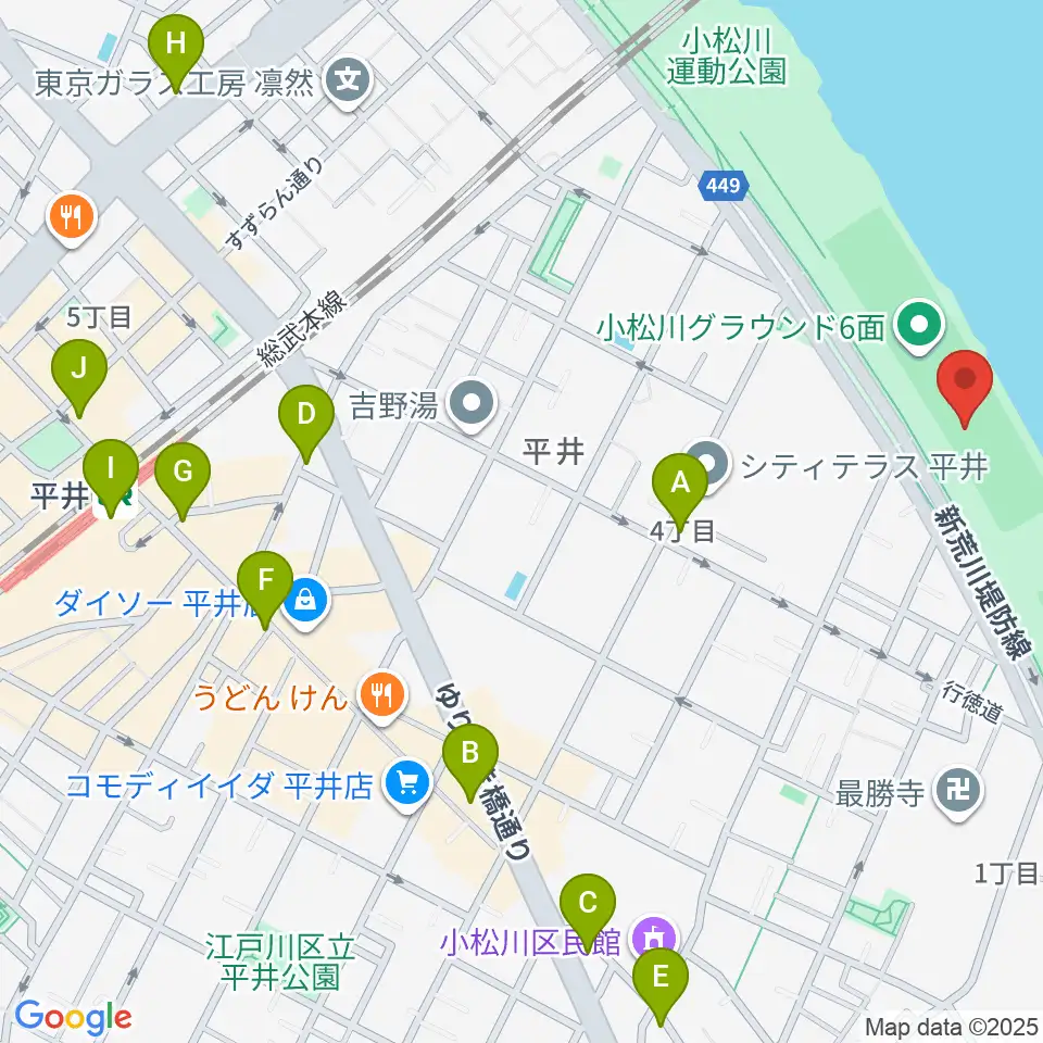 小松川少年野球場周辺のコンビニエンスストア一覧地図