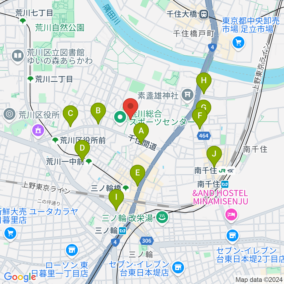 南千住野球場周辺のコンビニエンスストア一覧地図