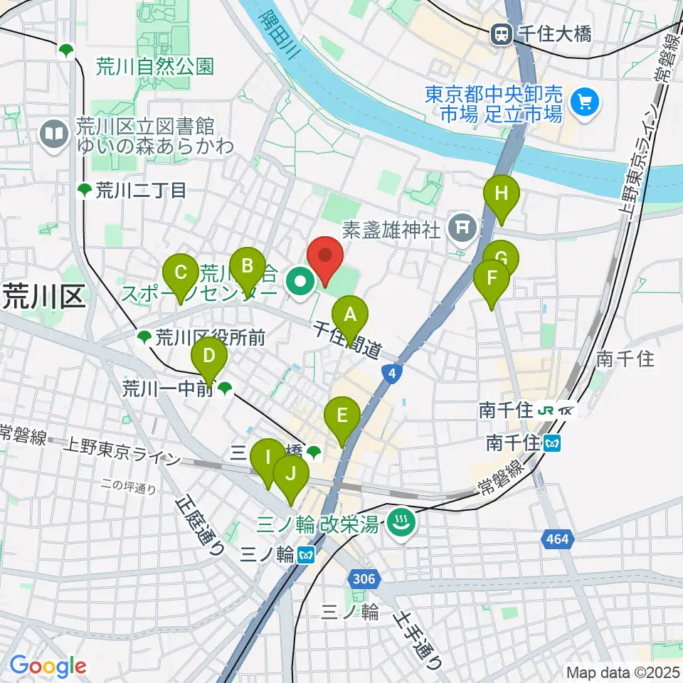 南千住野球場周辺のコンビニエンスストア一覧地図