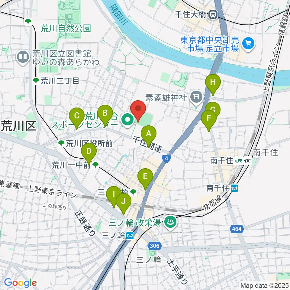 南千住野球場周辺のコンビニエンスストア一覧地図
