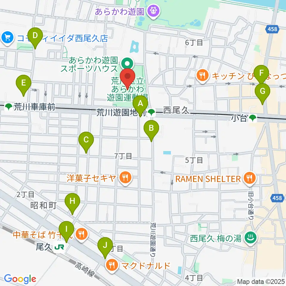 あらかわ遊園運動場周辺のコンビニエンスストア一覧地図
