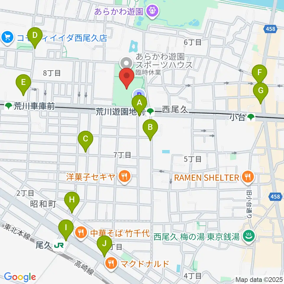 あらかわ遊園運動場周辺のコンビニエンスストア一覧地図