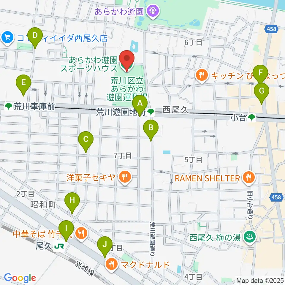 あらかわ遊園スポーツハウス周辺のコンビニエンスストア一覧地図