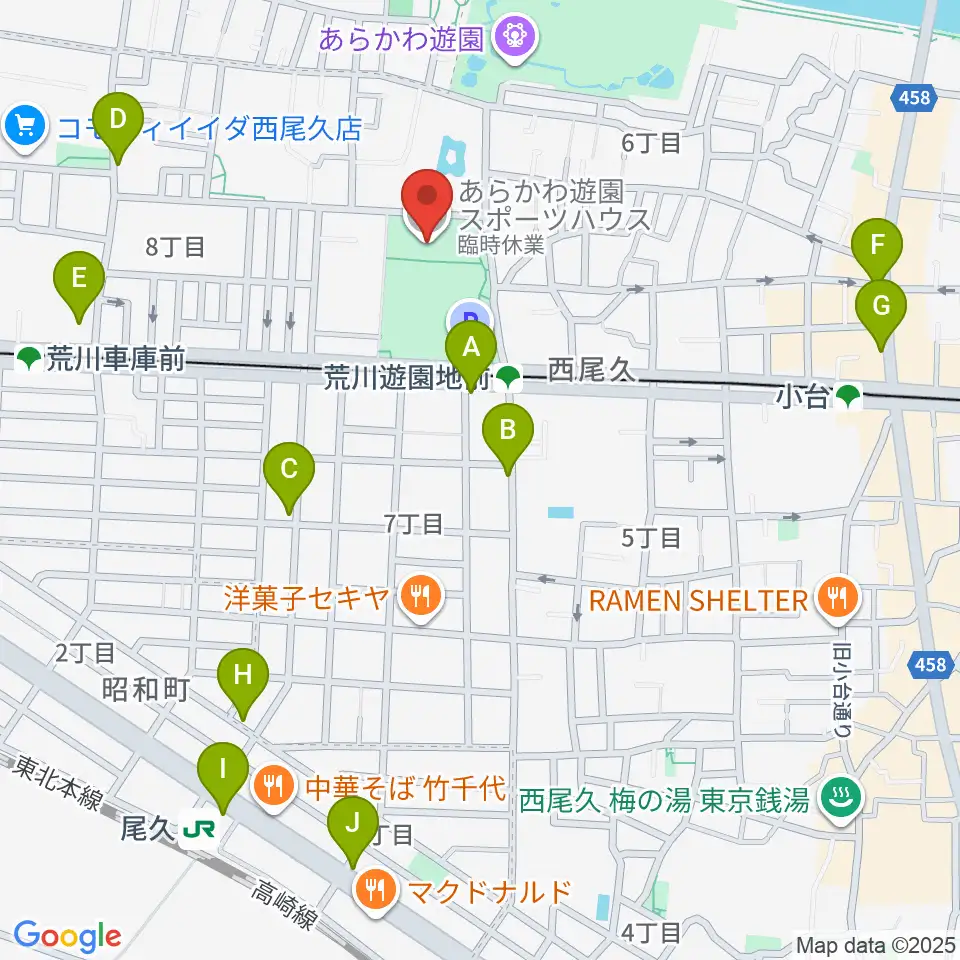 あらかわ遊園スポーツハウス周辺のコンビニエンスストア一覧地図