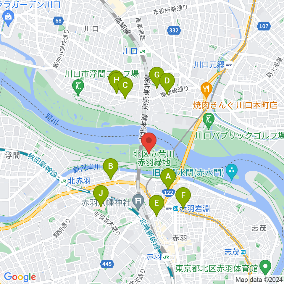 新荒川大橋野球場周辺のコンビニエンスストア一覧地図