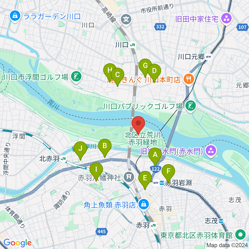 新荒川大橋野球場周辺のコンビニエンスストア一覧地図