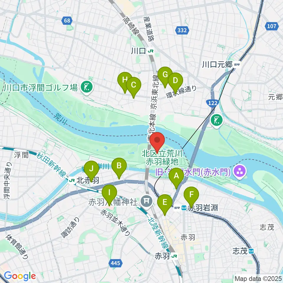 新荒川大橋野球場周辺のコンビニエンスストア一覧地図