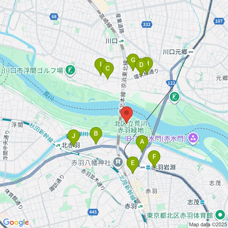 新荒川大橋野球場周辺のコンビニエンスストア一覧地図