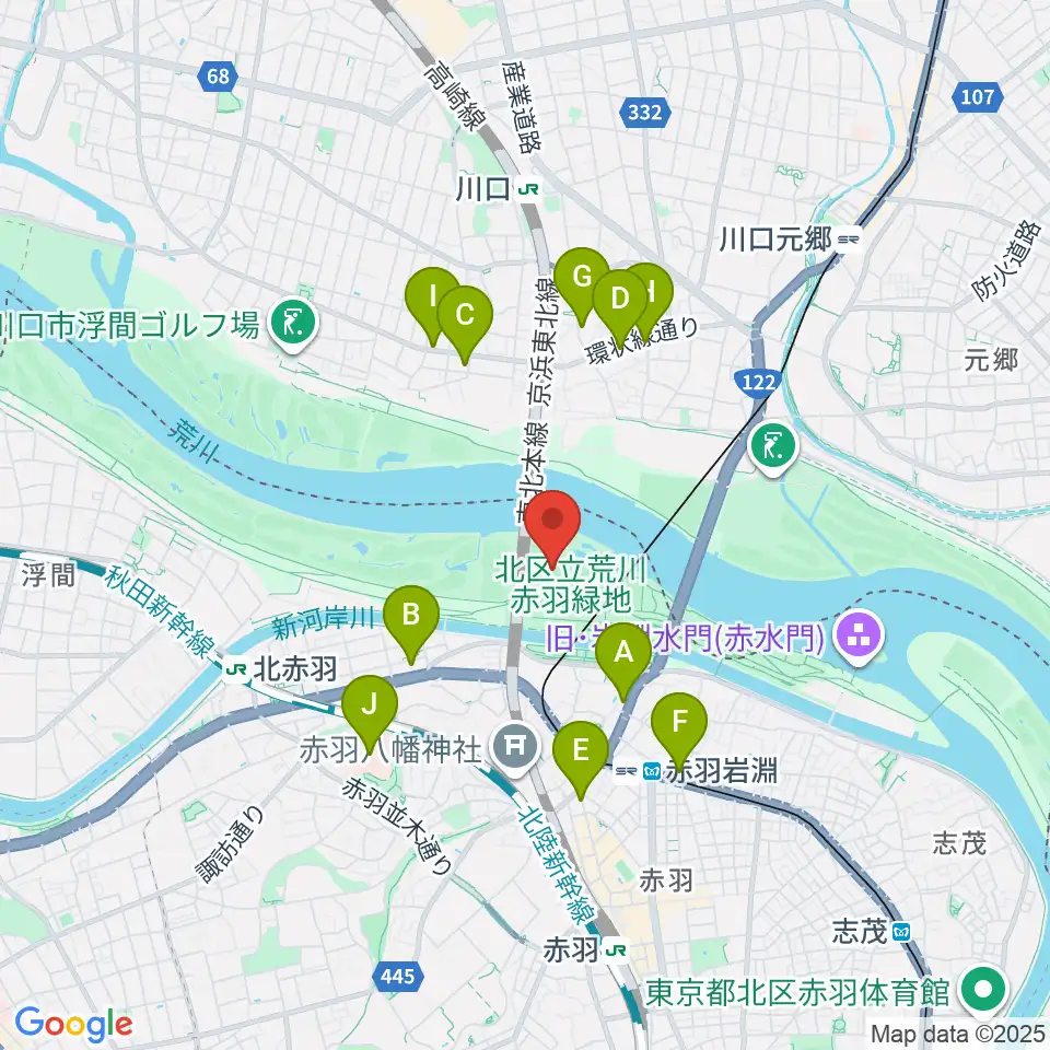 新荒川大橋野球場周辺のコンビニエンスストア一覧地図
