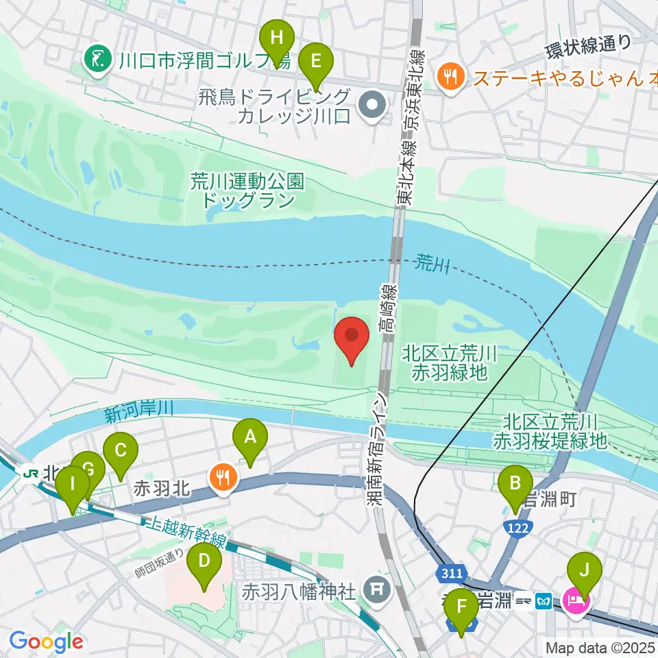 新荒川大橋サッカー場周辺のコンビニエンスストア一覧地図