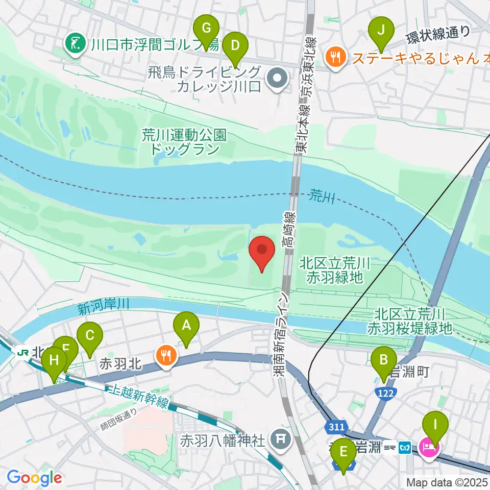新荒川大橋サッカー場周辺のコンビニエンスストア一覧地図