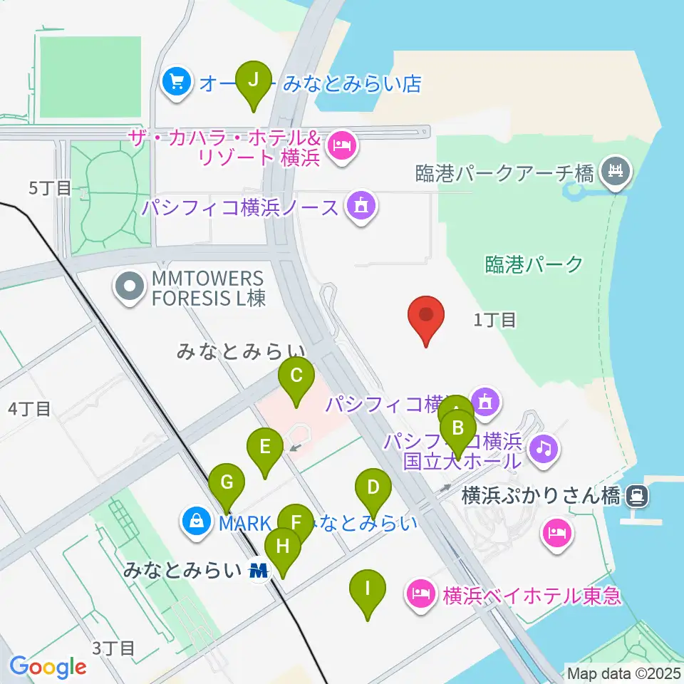 パシフィコ横浜 展示ホール周辺のコンビニエンスストア一覧地図