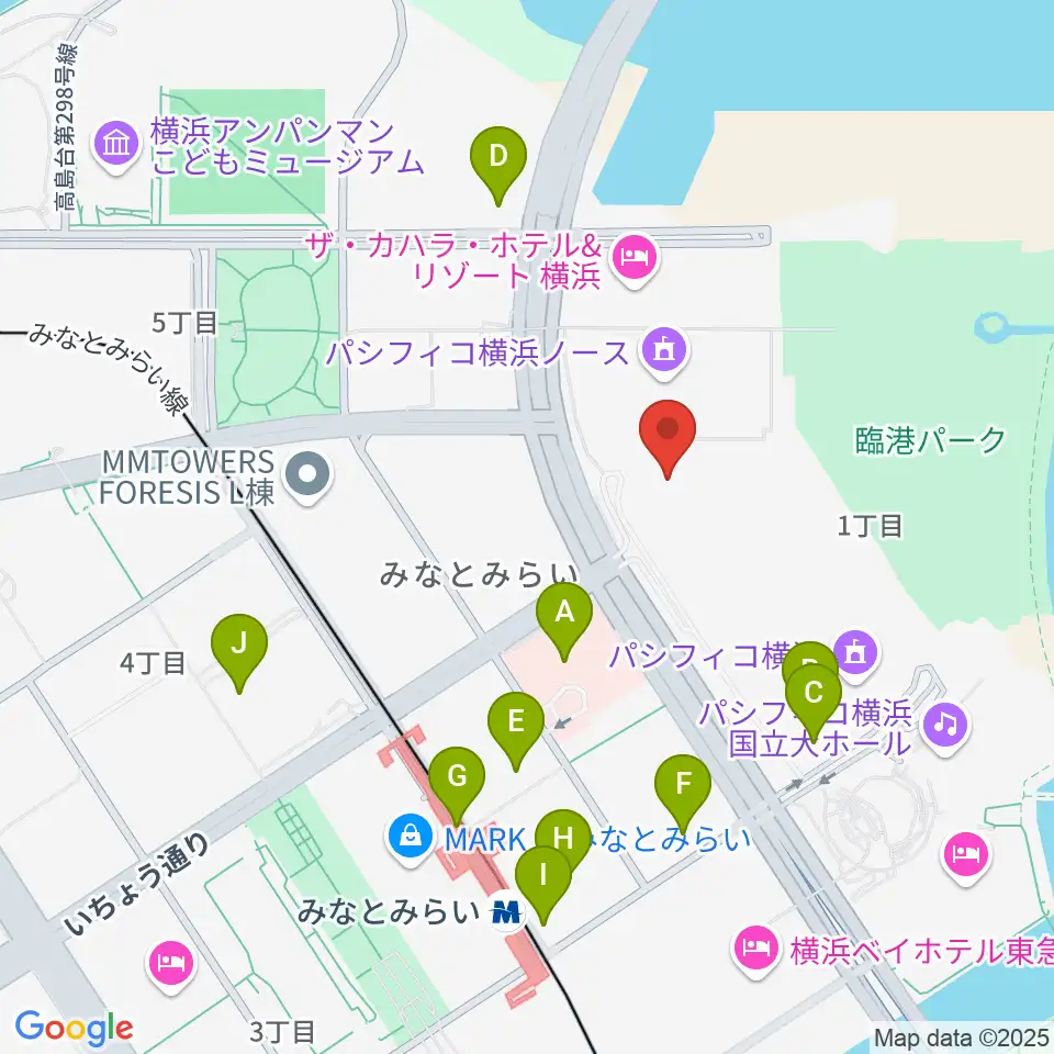 パシフィコ横浜 アネックスホール周辺のコンビニエンスストア一覧地図