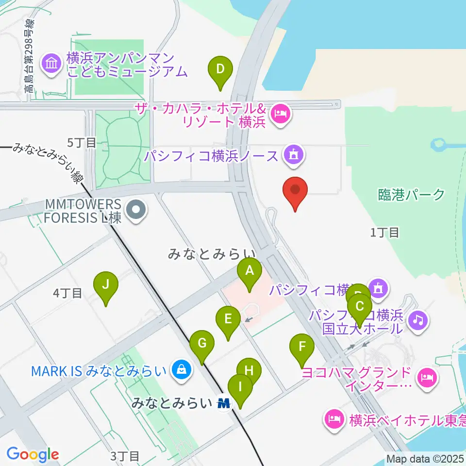 パシフィコ横浜 アネックスホール周辺のコンビニエンスストア一覧地図