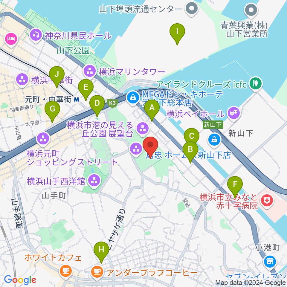 大佛次郎記念館周辺のコンビニエンスストア一覧地図