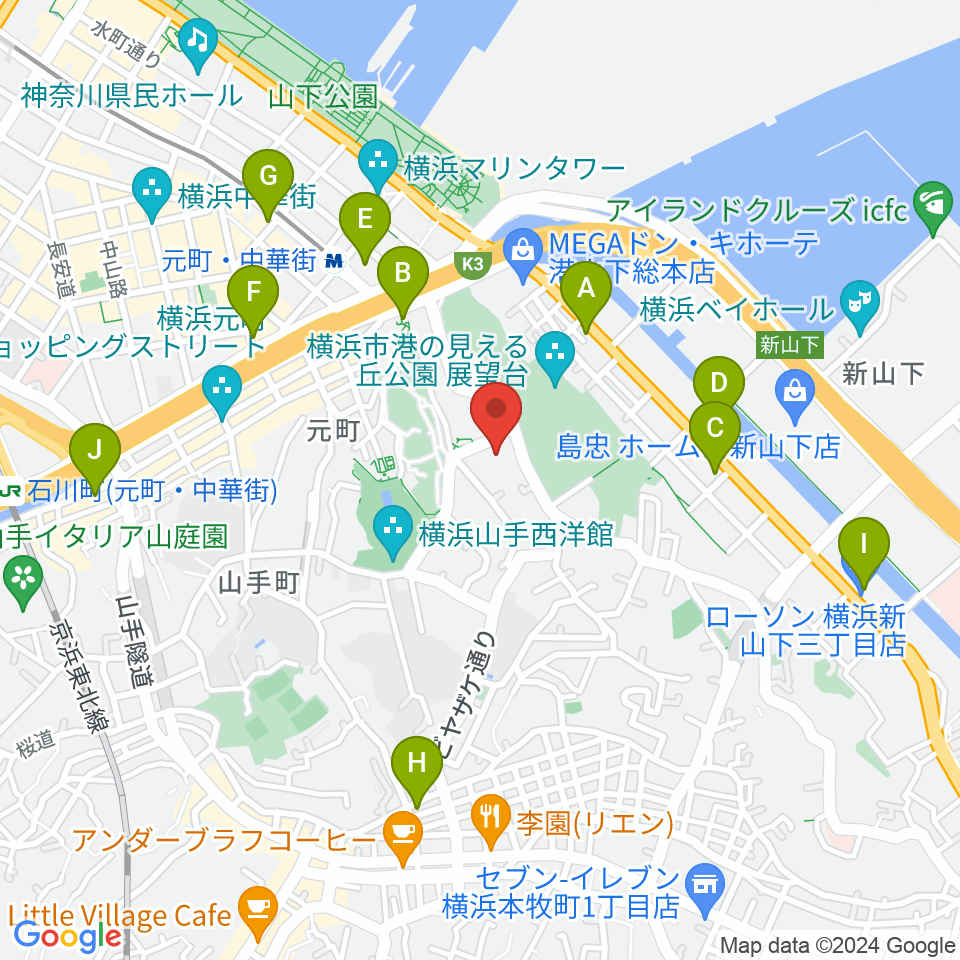 岩崎博物館 ゲーテ座記念周辺のコンビニエンスストア一覧地図
