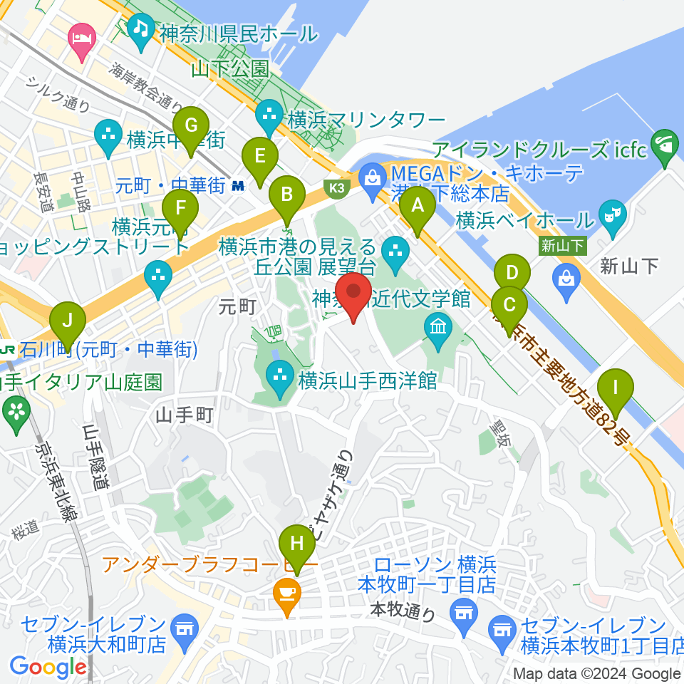 岩崎博物館 ゲーテ座記念周辺のコンビニエンスストア一覧地図