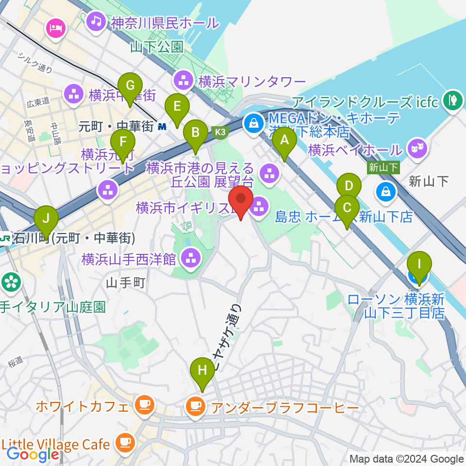 岩崎博物館 ゲーテ座記念周辺のコンビニエンスストア一覧地図