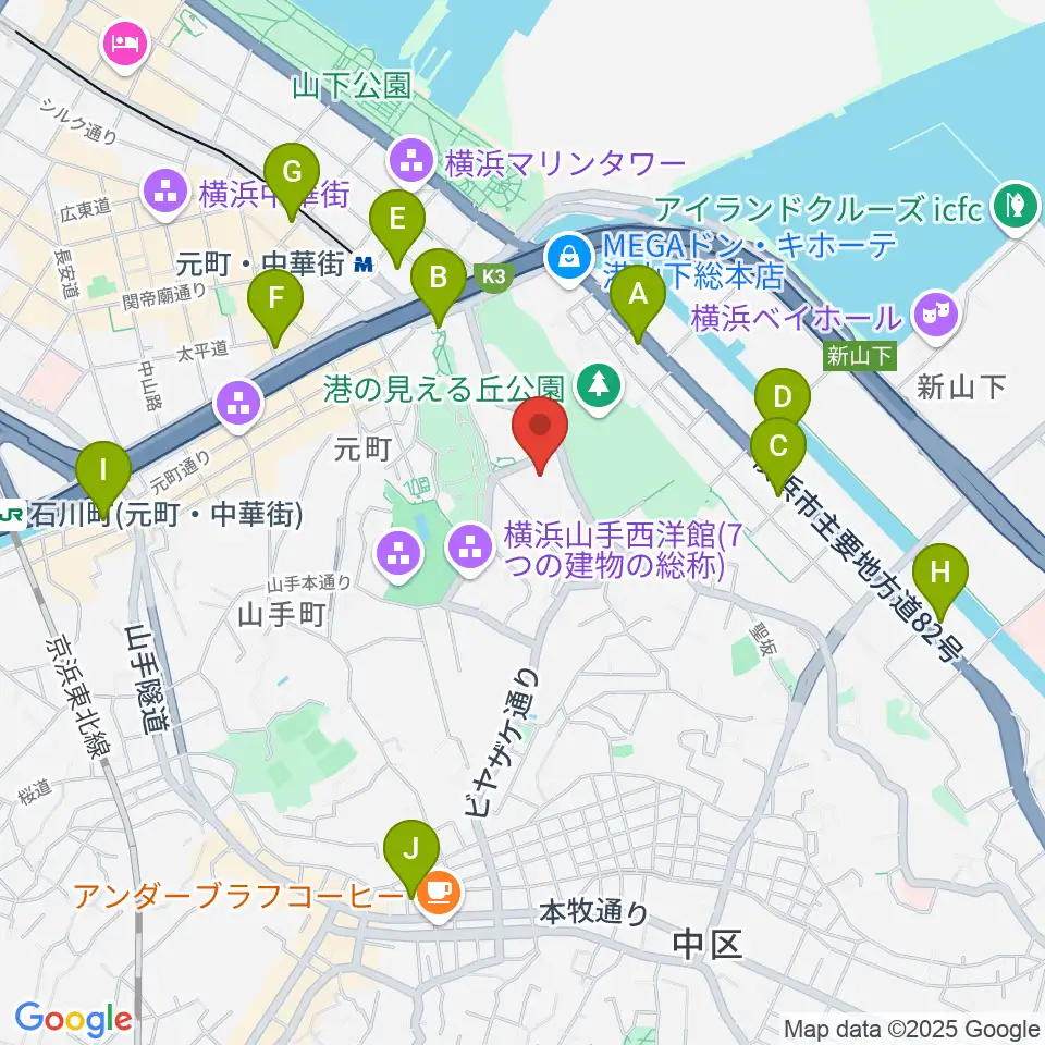 岩崎博物館 ゲーテ座記念周辺のコンビニエンスストア一覧地図