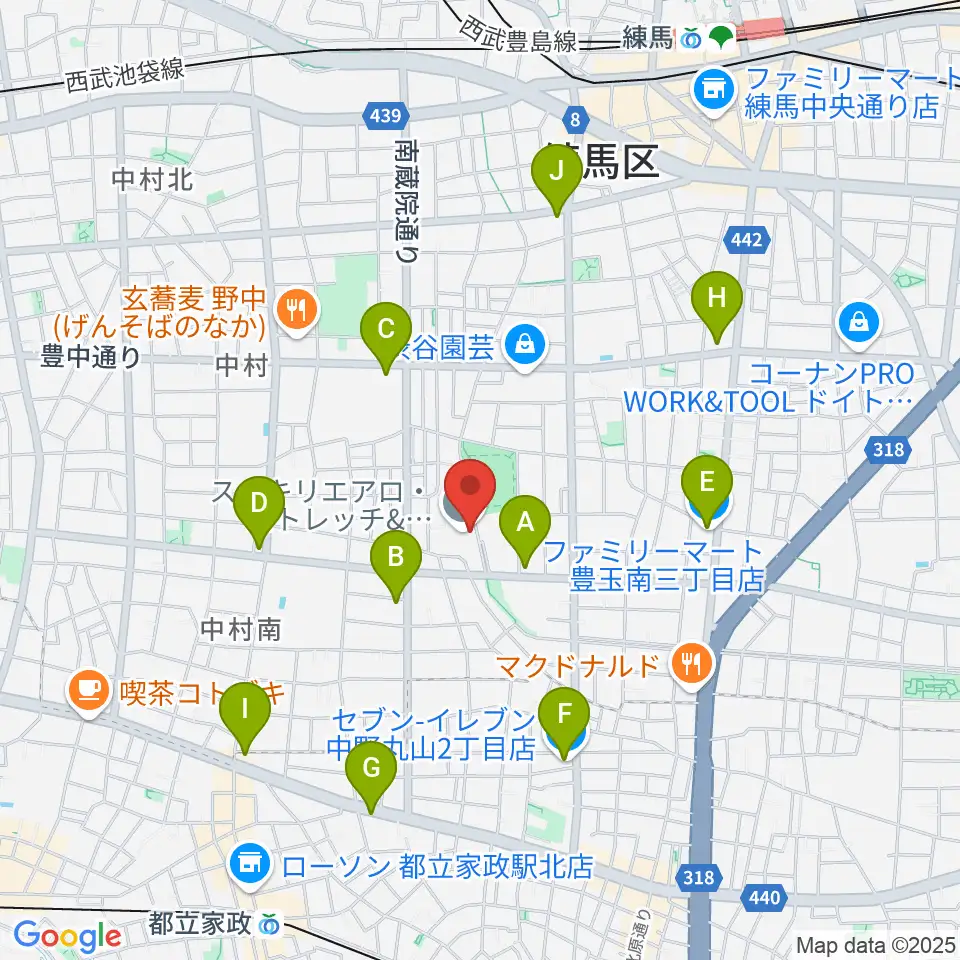 練馬区立中村南スポーツ交流センター周辺のコンビニエンスストア一覧地図